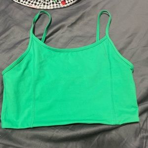 green athletic crop top. very breathable